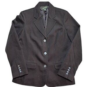 Eddie Bauer Women’s L Black Wool Rabbit Hair Blend 3 Button Lined Blazer Jacket